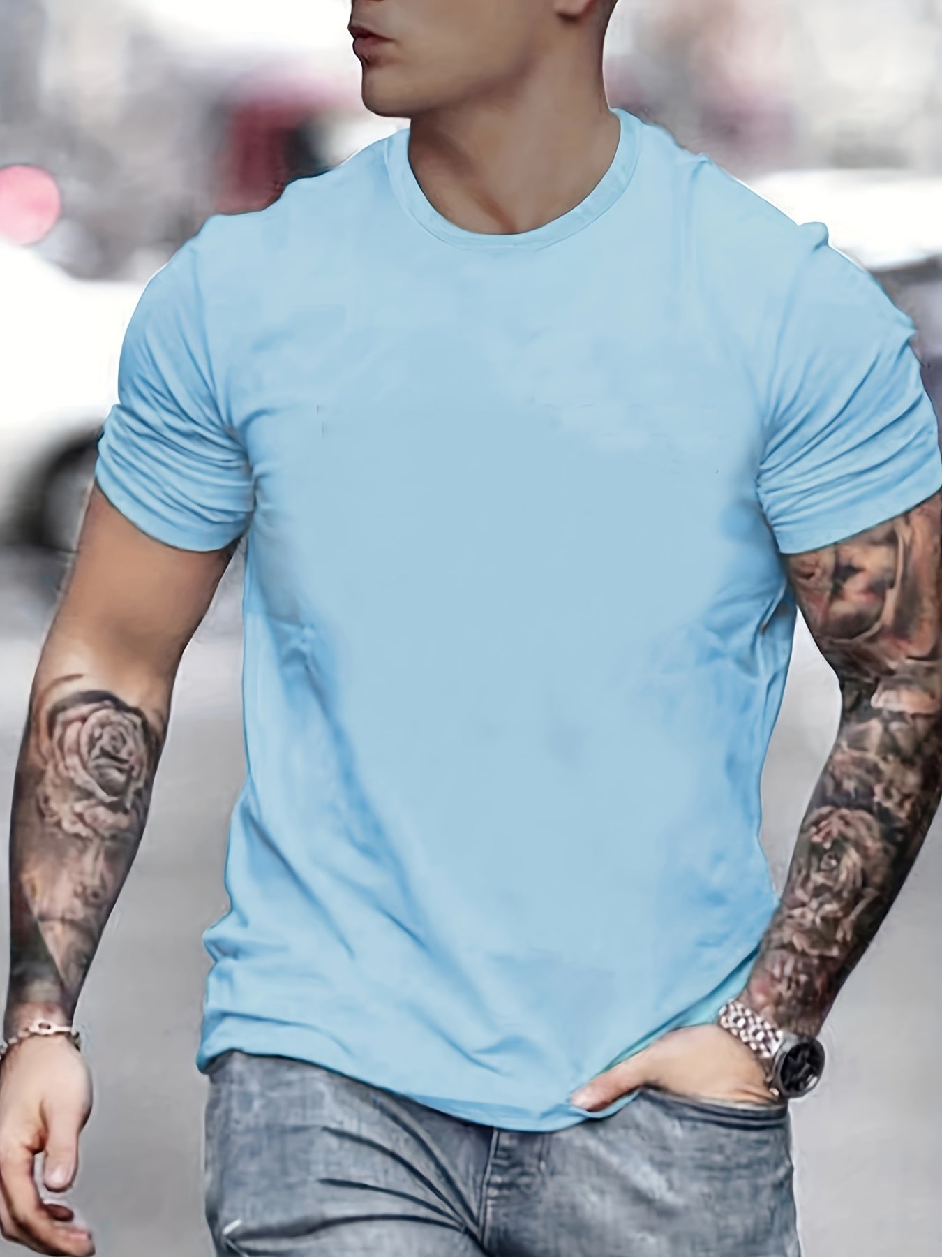 Men's Solid Crew Neck T shirt Casual Comfy Tees For Summer
