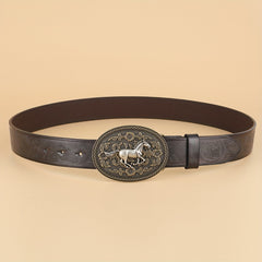 Embossed Leather Belt Vintage Casual Business Belt Men