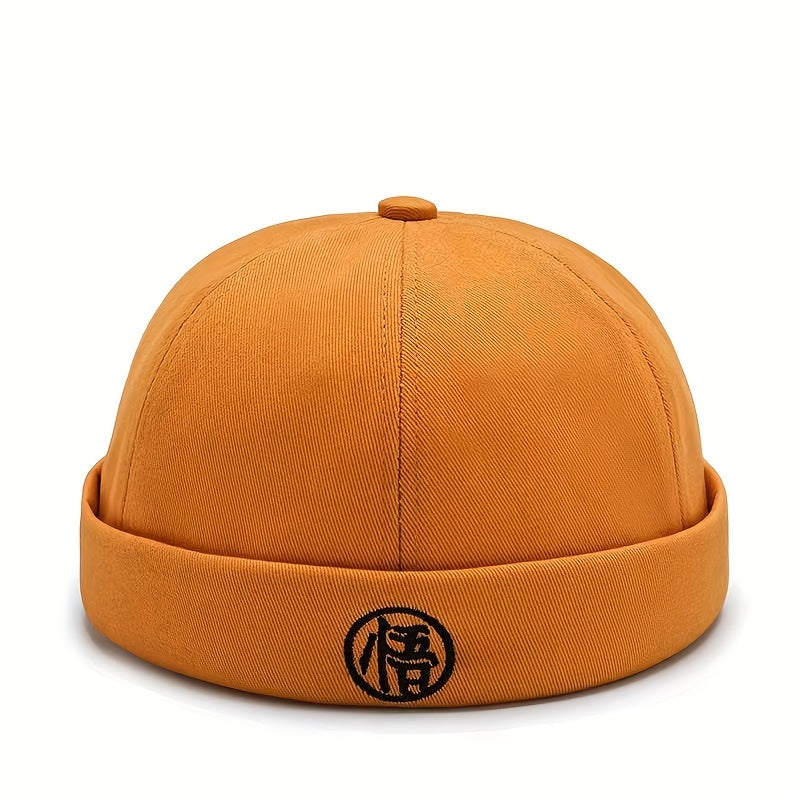 Character Embroidery Unisex Beanie Hip Hop Skull Hat Solid Docker Cap