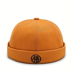 Character Embroidery Unisex Beanie Hip Hop Skull Hat Solid Docker Cap