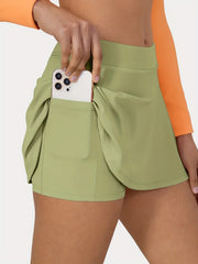 Sports Skort Women's Plus Solid Split Tie Side Built in Shorts