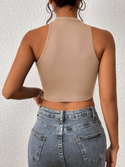 Y2K Asymmetrical Crop Tank Top Sexy Sleeveless Summer Women's Clothing