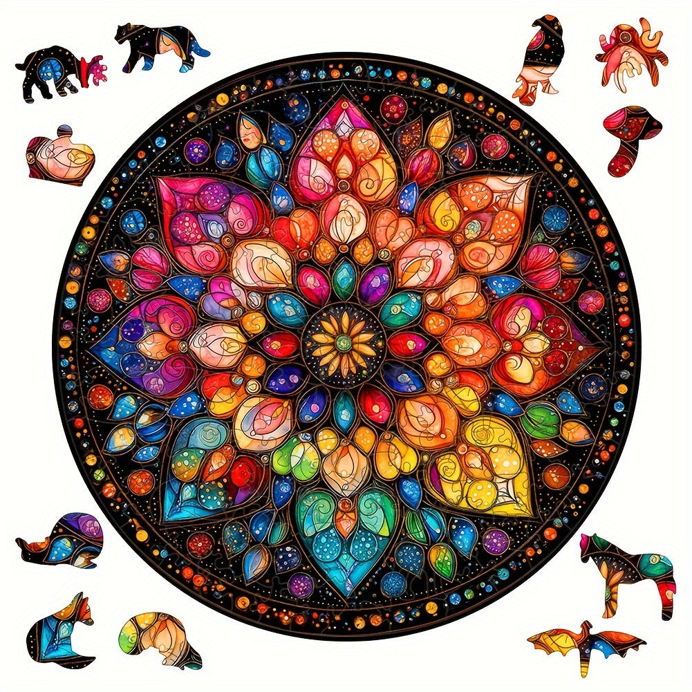Floral Wooden Puzzle Colorful Pieces Educational Toy