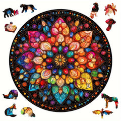 Floral Wooden Puzzle Colorful Pieces Educational Toy