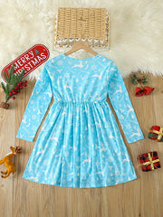 Sweet Girls Crew Neck Long Sleeve Dress Spring Fall