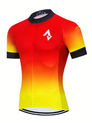 Men's Geometric Pattern Cycling Jersey Long Sleeve Crew Neck Shirt