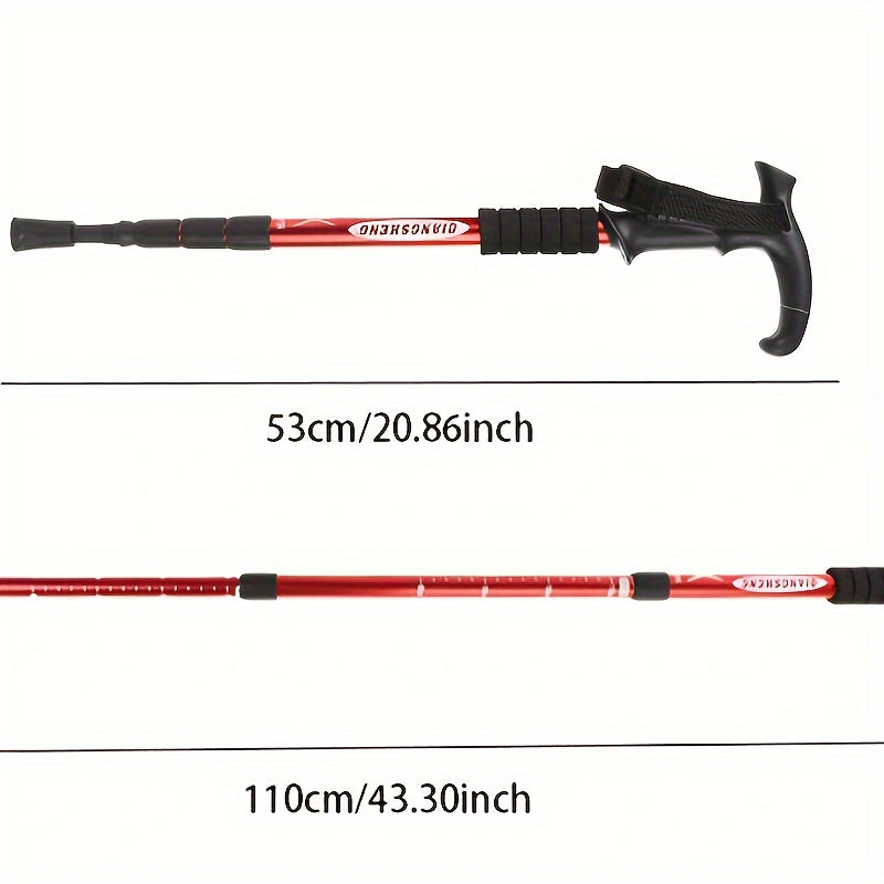 4-Section T Handle Hiking Pole Outdoor Travel Walking Stick Trekking Pole