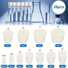 26pcs Lab Rubber Plugs Small Waterproof Plugs 11 Sizes 000 To 8 Cone