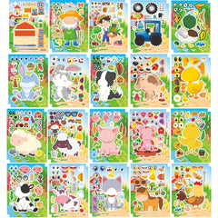 20 Sheets Farm Animal Stickers - Mix & Match Designs - Party Favors & Crafts
