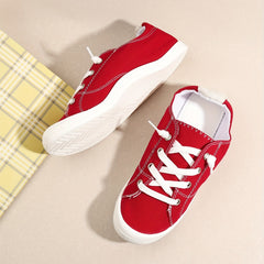 Women's Red Canvas Casual Lace Up Outdoor Shoes