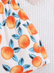 Girls Fresh Fruits Graphic Paper Bag Waist Shorts