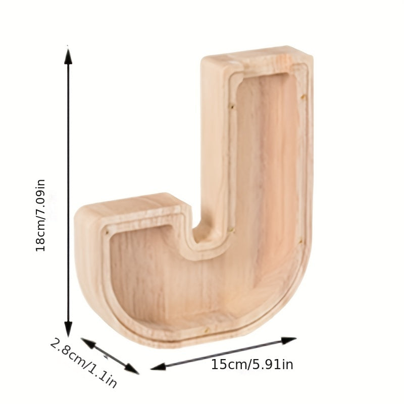 Wooden Piggy Bank Coin Piggy Bank DIY Children Letter Decorated Gift