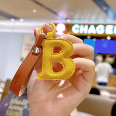 Creative English Letter Keychain PU Leather Pendant Bag Ornament