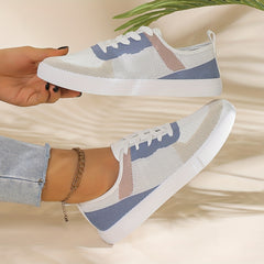 Women's Mesh Sneakers Casual Lace Up Outdoor Shoes Lightweight Low Top