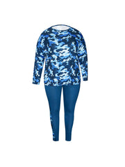 Women's Plus Camo Long Sleeve Tunic Top & Leggings Set