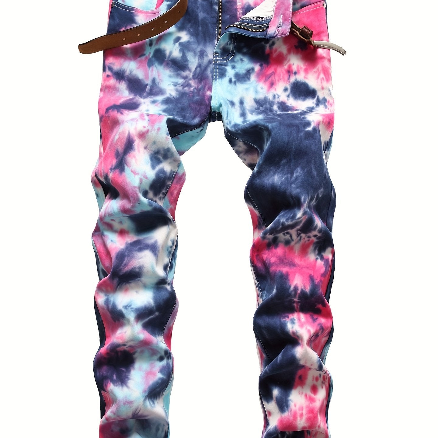 Boys Tie Dye Slim Jeans Denim Pants Street Hip Hop Style For Spring And Autumn