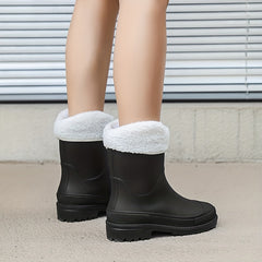 Women's Non-slip Warm Rain Boots Waterproof Outdoor Short Boots