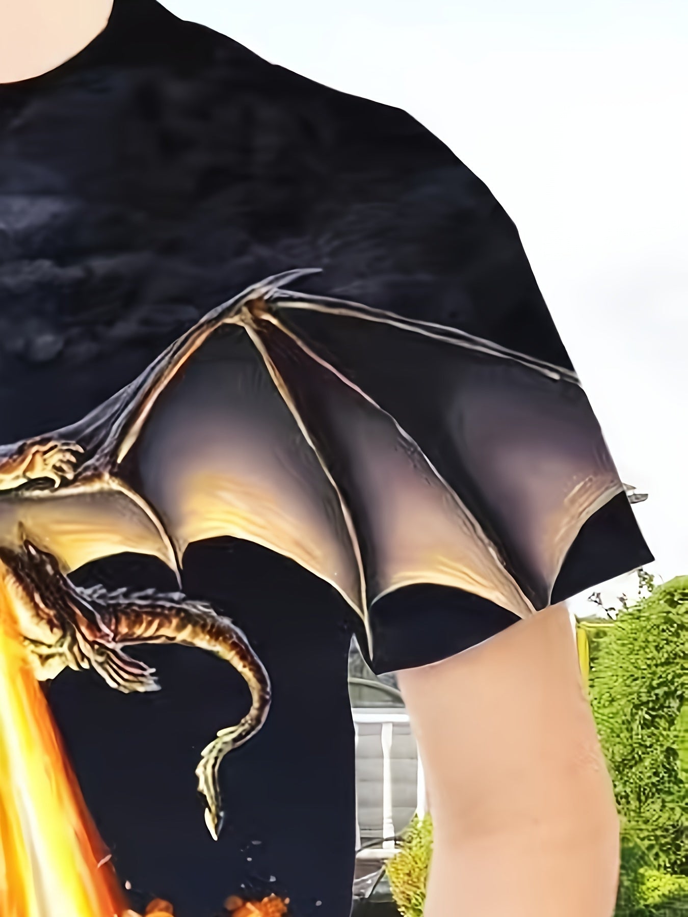 3D Dragon & Fire Pattern T shirt For Kids Short Sleeve Top Casual Tee