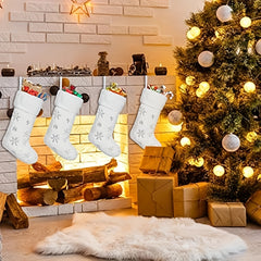 Snowy Christmas Stockings Faux Fur Hanging Ornaments Candy Gift Bags