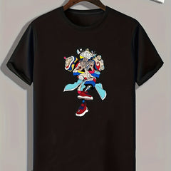 Cartoon Print Men's Sports Tshirt Graphic Tee Summer Outdoor Fitness Clothes