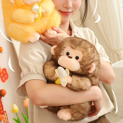 Soft Plush Monkey Toy with Banana Stuffed Animal