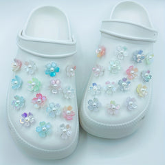 30 Random Gradient Flowers Shoe Charms for Clogs DIY Garden Shoes