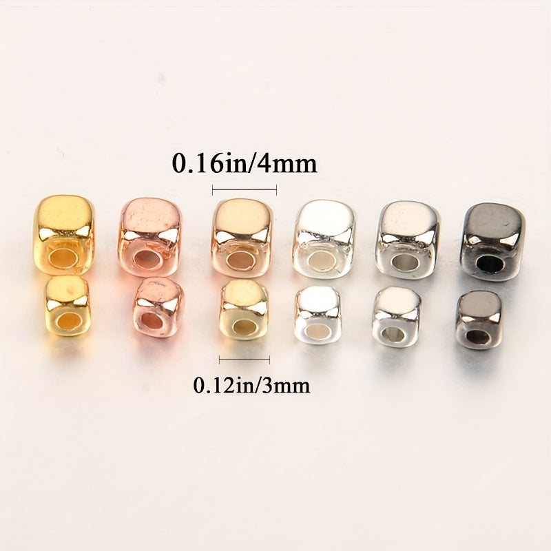 100pcs 3 4mm CCB Square Loose Spacer Beads Rose Golden Seed Beads