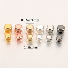 100pcs 3 4mm CCB Square Loose Spacer Beads Rose Golden Seed Beads
