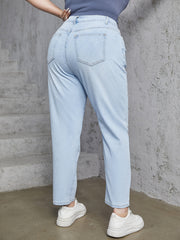 Women's Plus Size Button Up Straight Leg Jeans