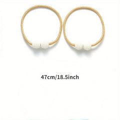 2pcs Faux Pearl Magnetic Buckle Curtain Holdback