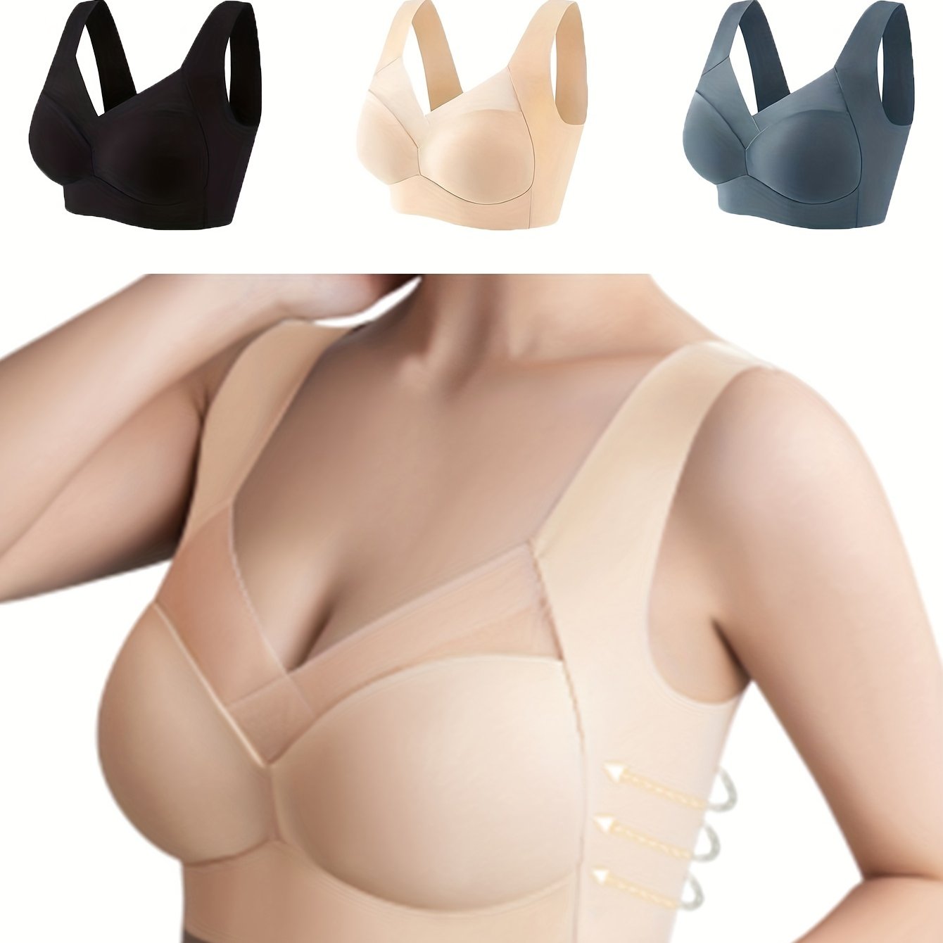 3pcs Seamless Wireless Push Up Tank Bra Women's Lingerie