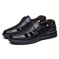 Men's Breathable Closed Toe Hollow Out Sandals with Adjustable Buckle