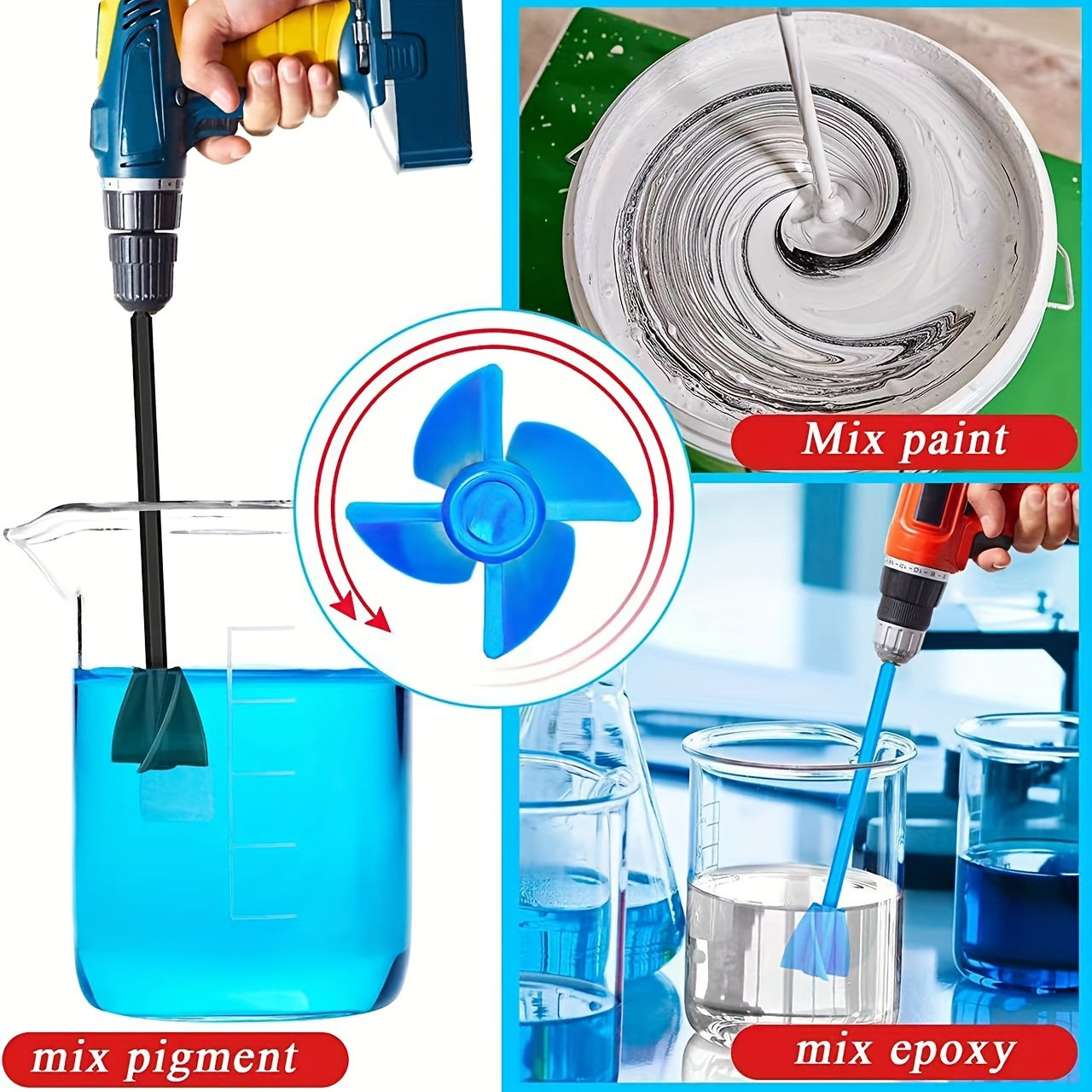 Epoxy Mixer Set with Extension Rod, Paint and Resin Mixer Paddle Attachment