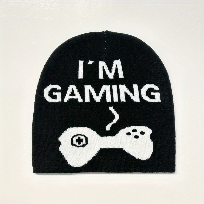 Knit Beanie Hat Gamepad Pattern Men Women