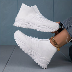 Women's Solid Thick Bottom Sock Sneakers Soft Breathable Sport Shoes