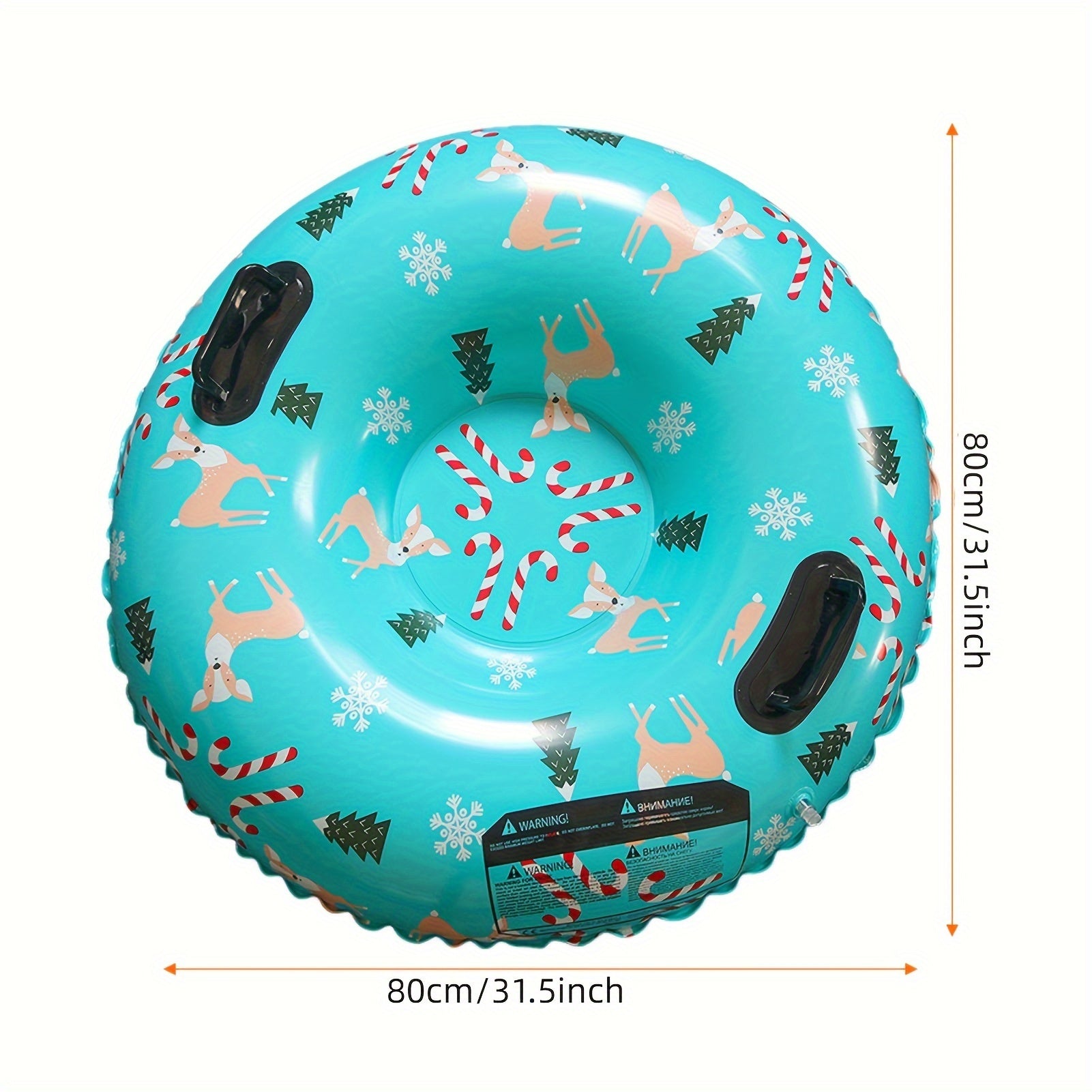 Snow Tube 31.5in Shockproof Skiing Circle Thick Base Leakproof Snowflake Print