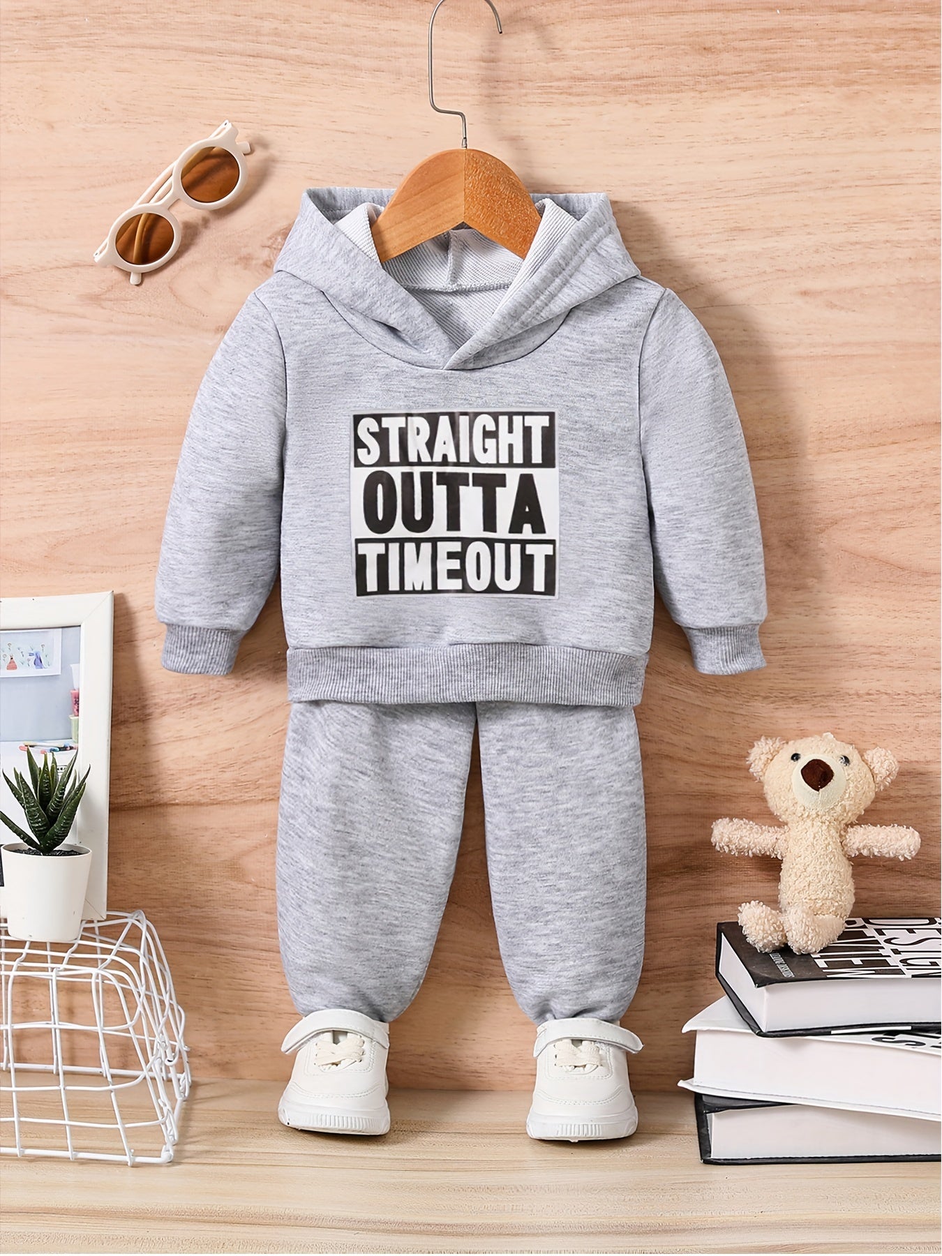 Toddler Sweatshirt Set STRAIGHT OUTTA TIMEOUT Print Casual Outfit