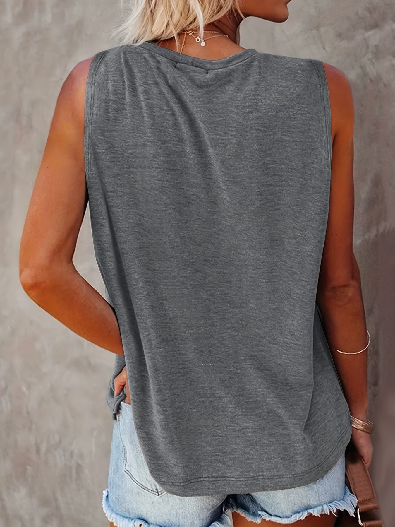 Skull Print Crew Neck Tank Top Sleeveless Casual Summer Women's Clothing