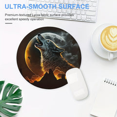 Wolf Round Mouse Mat Mouse Pad Non Slip Rubber Base Small Size