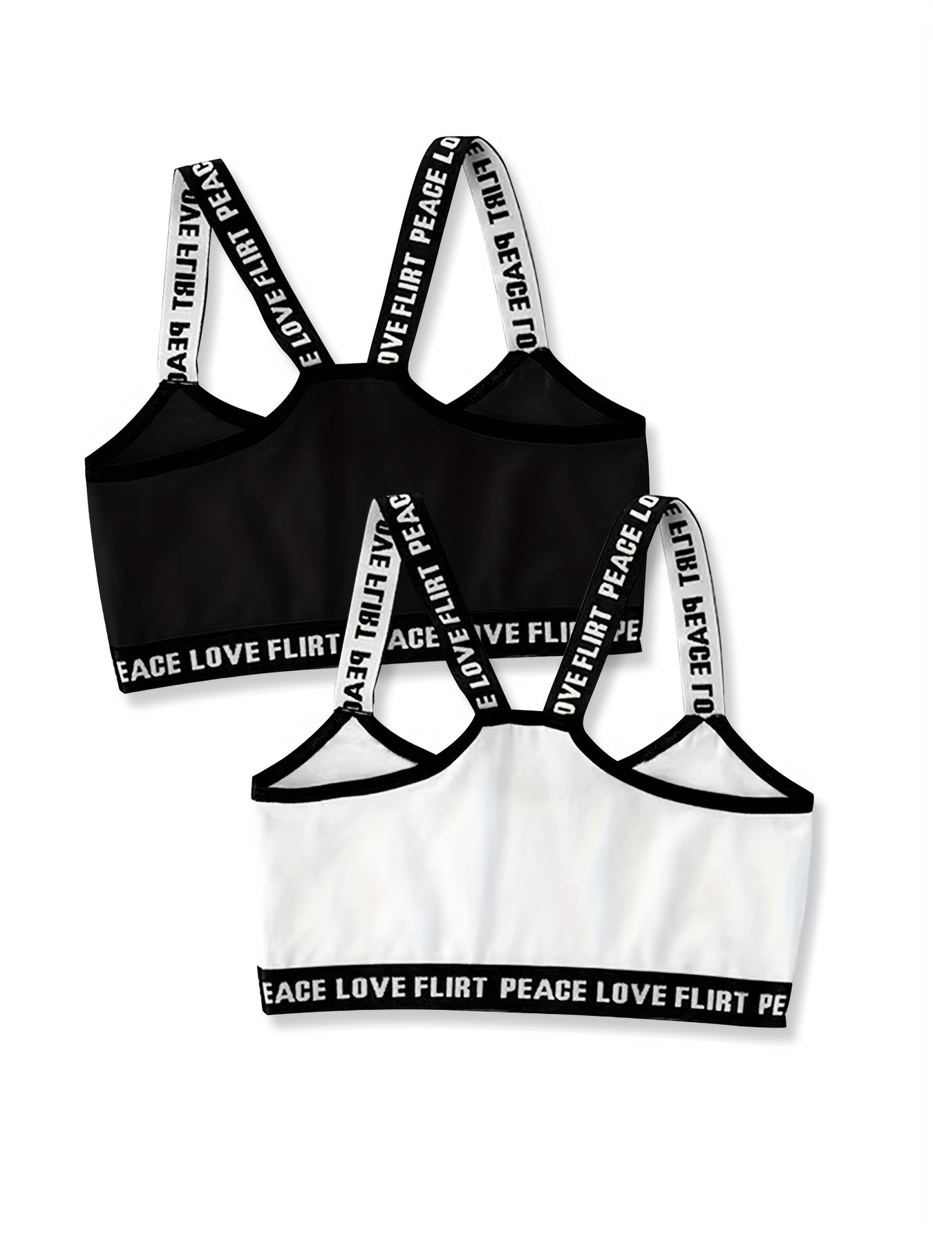 4pcs Girl's Sports Bra Letter Print Breathable Soft Bralette 7-14 Years Old