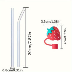 7pcs Cartoon Straw Tip Covers Reusable Leakproof Straw Plugs Cup Accessories