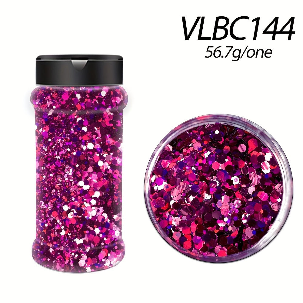 1pc Mixed Chunky Holographic Glitter for Crafts, Nails, DIY - 2oz Bottle