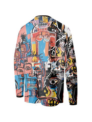 Men's Crew Collar Sports Long Sleeve T-shirt with Creative Graffiti Print