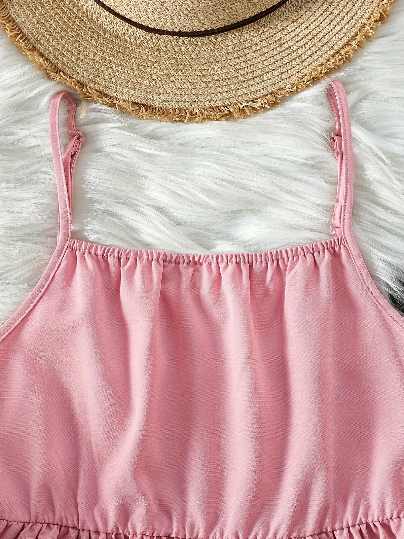 Girls' 2 Piece Outfits Pink Cami Dress & Collared Button Down T Shirt Set