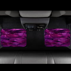 4pcs Purple Feather Car Floor Mats Non-slip Stain-resistant Front Rear Carpets