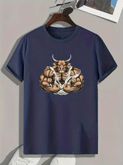 Strong Bull Print Men's Graphic T shirt Casual Comfy Tees For Summer