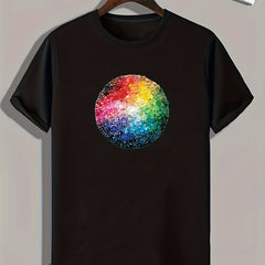 Colorful Dot Print Men's Comfy T-shirt for Summer Outdoor Activities