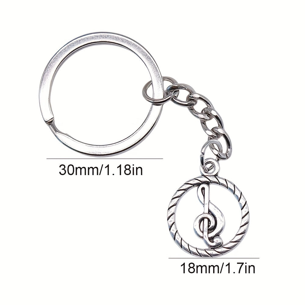 Music Note Keychain Retro Vintage Metal Key Ring Purse Bag Backpack Car Key