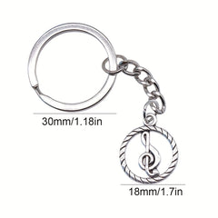 Music Note Keychain Retro Vintage Metal Key Ring Purse Bag Backpack Car Key