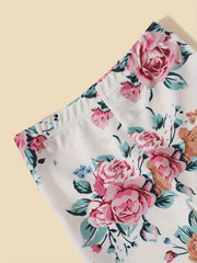 2pcs Girls' Stretchy Legging Pants Set With Floral Print
